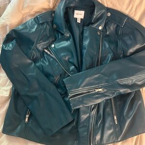 Nine West Brazilian Teal motorcycle Jacket